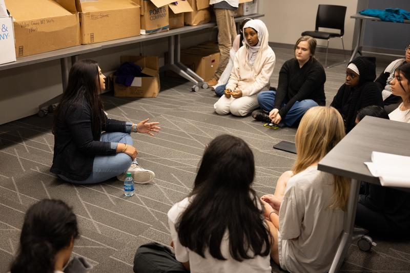 BridgeUP students work on an activity together